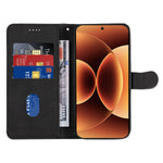 For Xiaomi 17 Pro Max Wallet Case Leather Phone Cover Stand with Curved Line Design