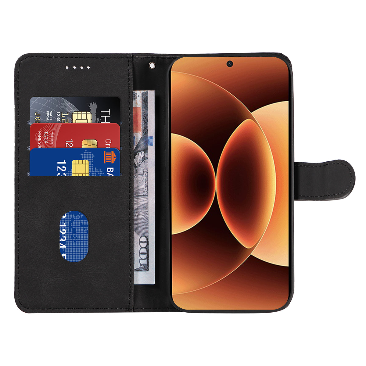 For Xiaomi 17 Pro Max Wallet Case Leather Phone Cover Stand with Curved Line Design