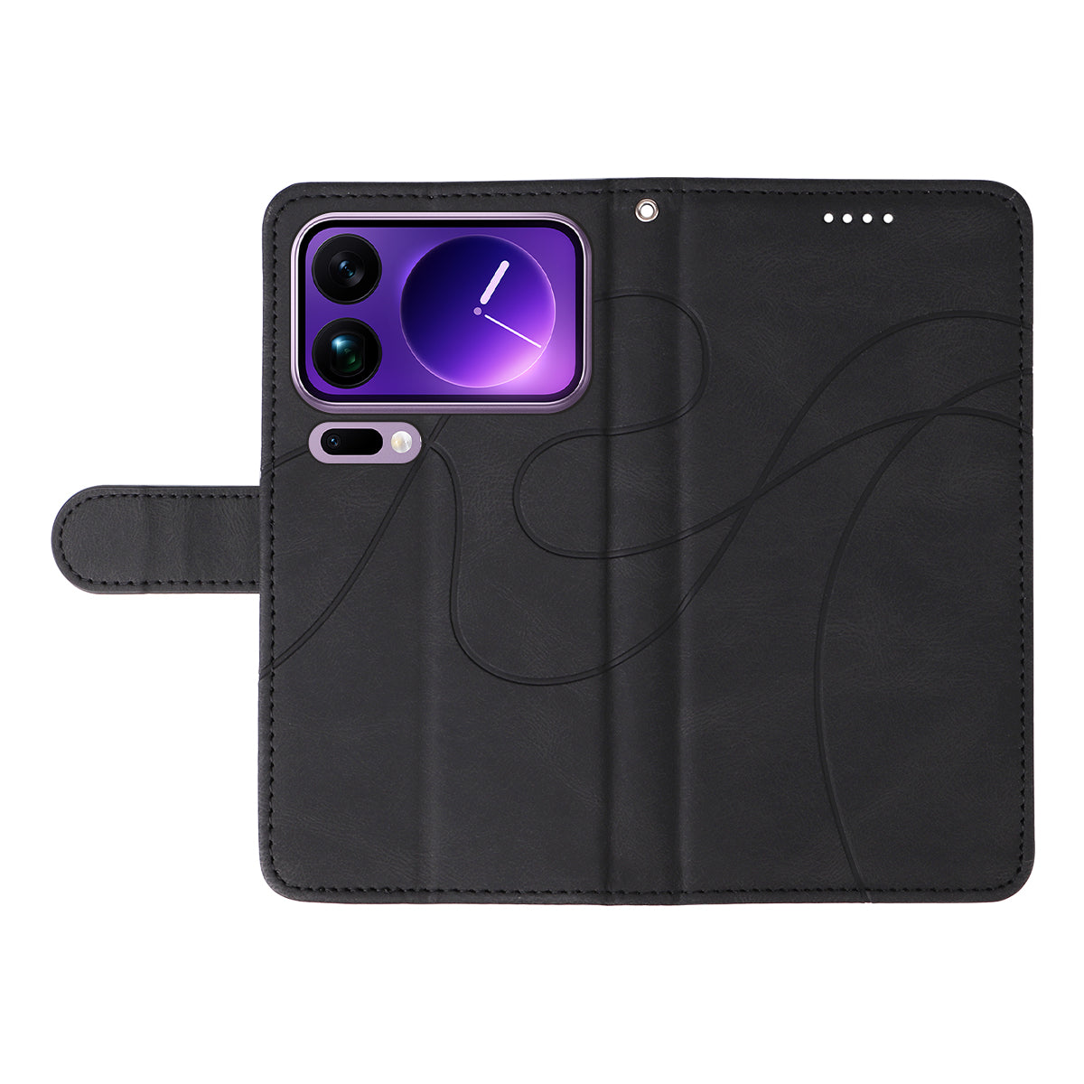 For Xiaomi 17 Pro Max Wallet Case Leather Phone Cover Stand with Curved Line Design