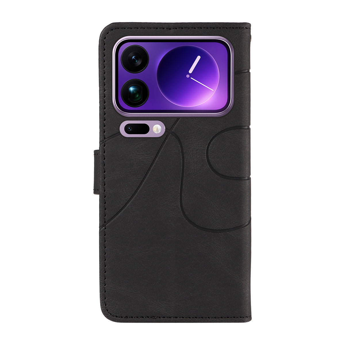 For Xiaomi 17 Pro Max Wallet Case Leather Phone Cover Stand with Curved Line Design