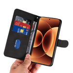 For Xiaomi 17 Pro Max Wallet Case Leather Phone Cover Stand with Curved Line Design