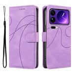 For Xiaomi 17 Pro Max Wallet Case Leather Phone Cover Stand with Curved Line Design
