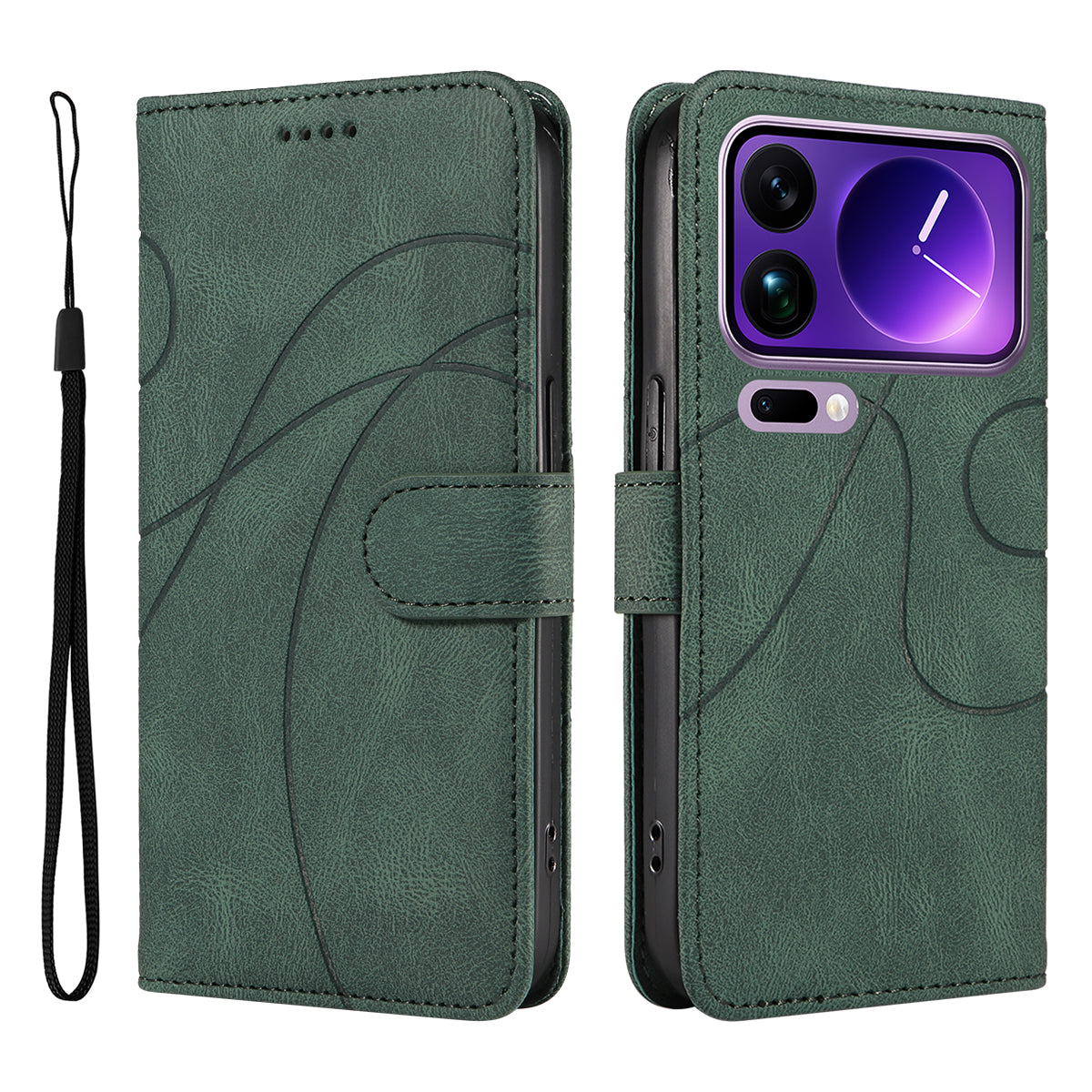For Xiaomi 17 Pro Max Wallet Case Leather Phone Cover Stand with Curved Line Design
