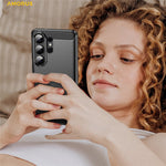 AMORUS For Samsung Galaxy S26 Ultra Case Carbon Fiber Texture Brushed Protective Phone Cover