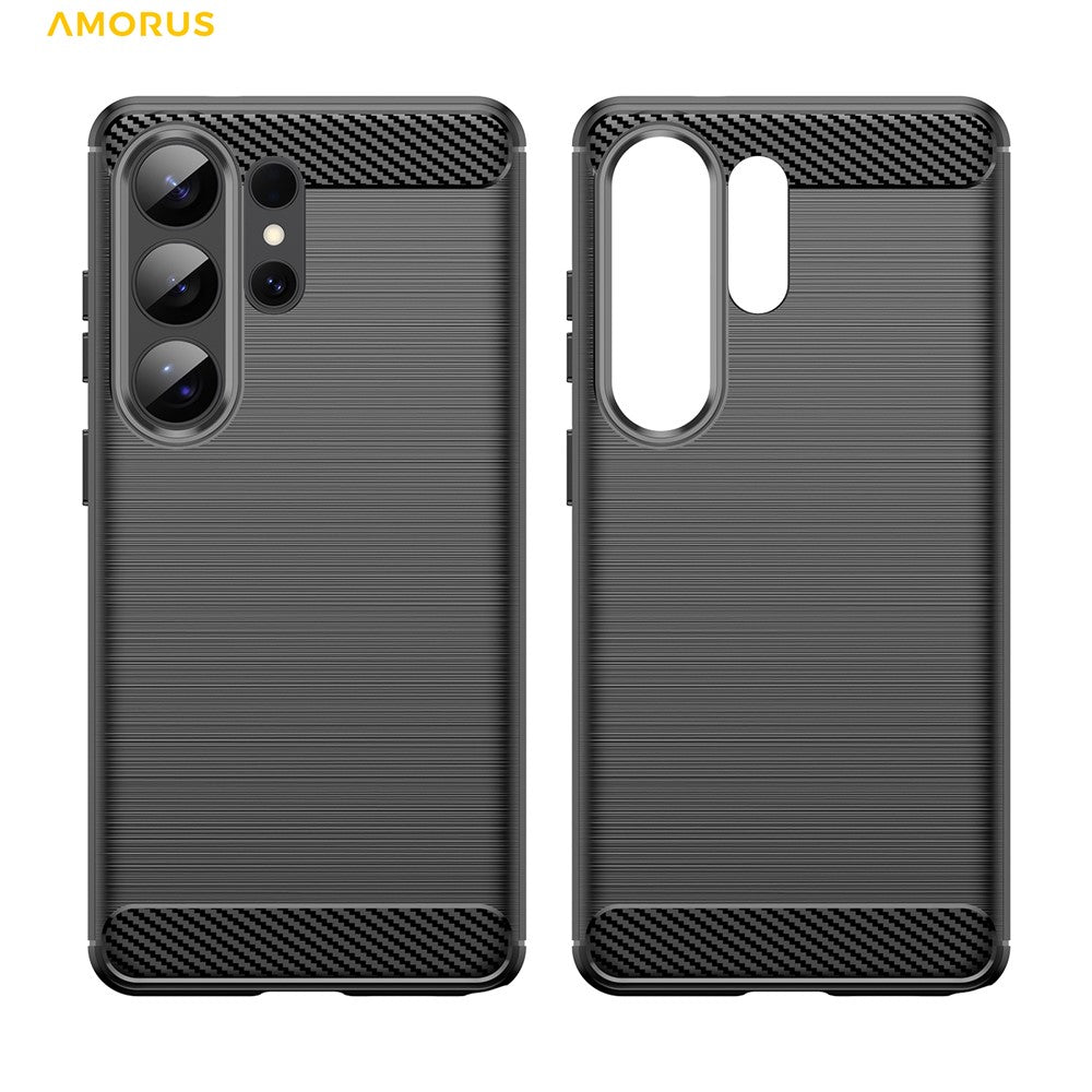 AMORUS For Samsung Galaxy S26 Ultra Case Carbon Fiber Texture Brushed Protective Phone Cover