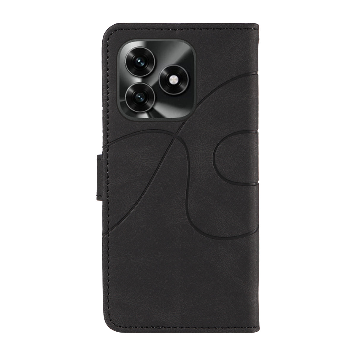 For Honor X5c Plus 4G Wallet Case Leather Phone Cover Stand with Curved Line Design