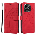 For Honor X5c Plus 4G Wallet Case Leather Phone Cover Stand with Curved Line Design
