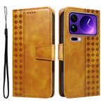 For Xiaomi 17 Pro Max Leather Case Wallet Stand Grids Imprinted Phone Cover with Strap