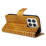 For Xiaomi 17 Leather Case Wallet Stand Grids Imprinted Phone Cover with Strap