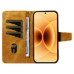 For Xiaomi 17 Leather Case Wallet Stand Grids Imprinted Phone Cover with Strap
