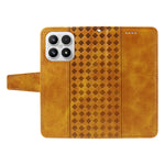 For Xiaomi 17 Leather Case Wallet Stand Grids Imprinted Phone Cover with Strap