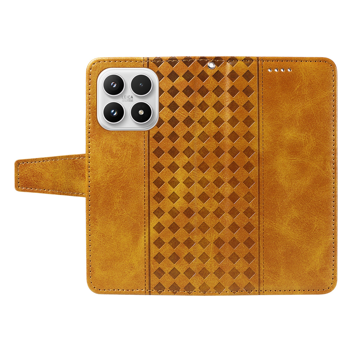 For Xiaomi 17 Leather Case Wallet Stand Grids Imprinted Phone Cover with Strap