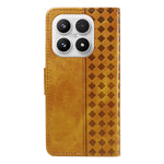 For Xiaomi 17 Leather Case Wallet Stand Grids Imprinted Phone Cover with Strap