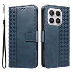 For Xiaomi 17 Leather Case Wallet Stand Grids Imprinted Phone Cover with Strap