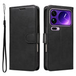 For Xiaomi 17 Pro Max Leather Wallet Case with Strap Solid Color Phone Stand Cover