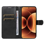For Xiaomi 17 Pro Max Leather Wallet Case with Strap Solid Color Phone Stand Cover
