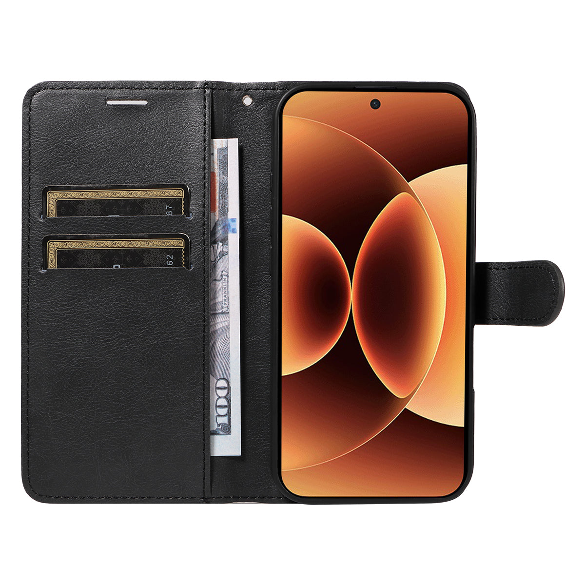 For Xiaomi 17 Pro Max Leather Wallet Case with Strap Solid Color Phone Stand Cover