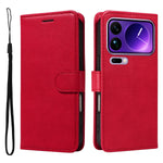 For Xiaomi 17 Pro Max Leather Wallet Case with Strap Solid Color Phone Stand Cover
