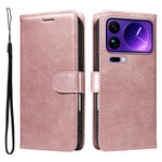 For Xiaomi 17 Pro Max Leather Wallet Case with Strap Solid Color Phone Stand Cover