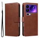 For Xiaomi 17 Pro Max Leather Wallet Case with Strap Solid Color Phone Stand Cover