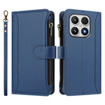 For Xiaomi 17 Leather Case 9 Card Slots Zipper Wallet Stand Phone Cover with Wrist Strap