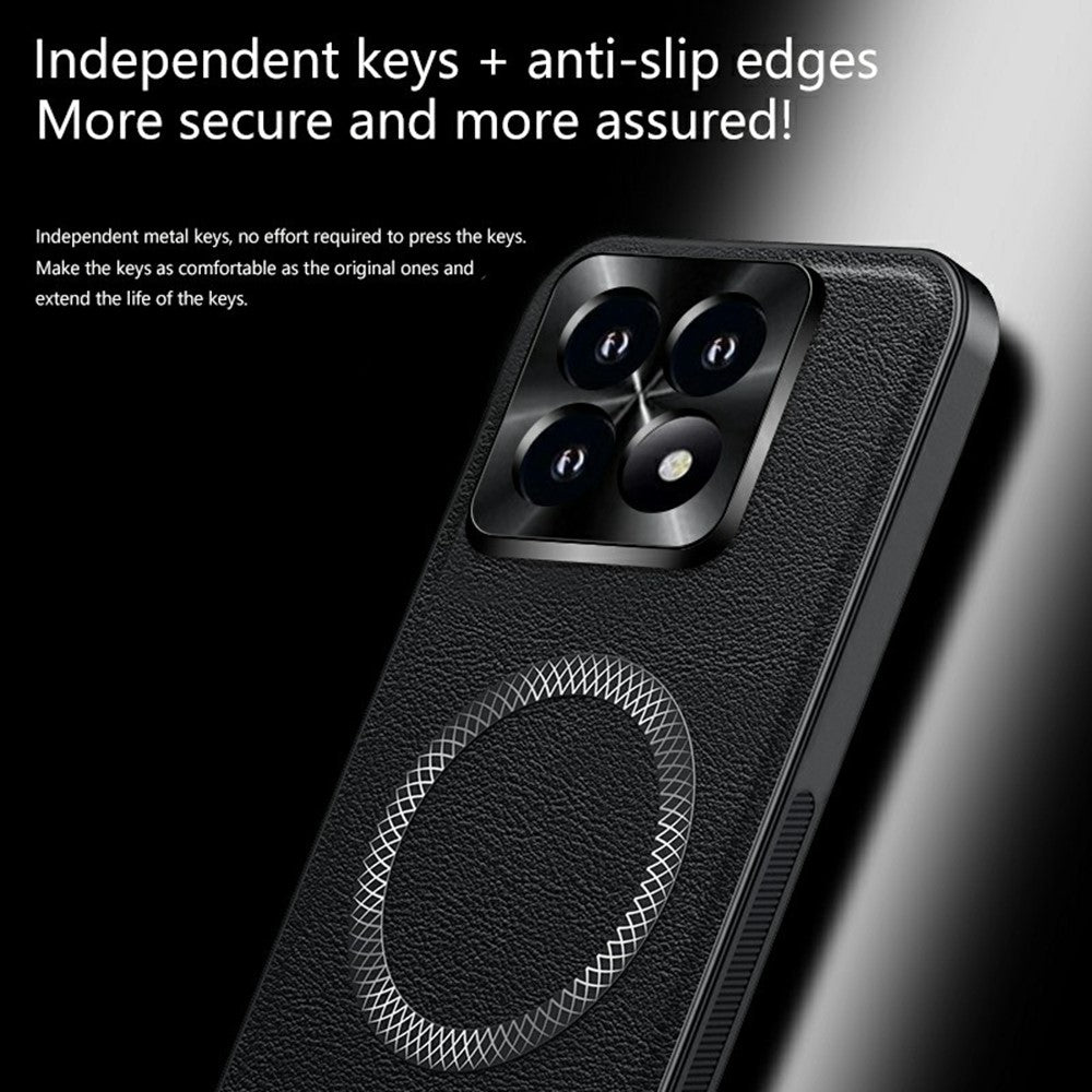 For Xiaomi 17 Case Magnetic Case PU TPU PC Phone Back Cover with Metal Lens Frame