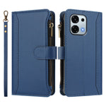 Oppo F31 5G / Oppo A6 Pro 5G-læderetui med 9 kortlommer, lynlås, pung-etui og håndledsrem