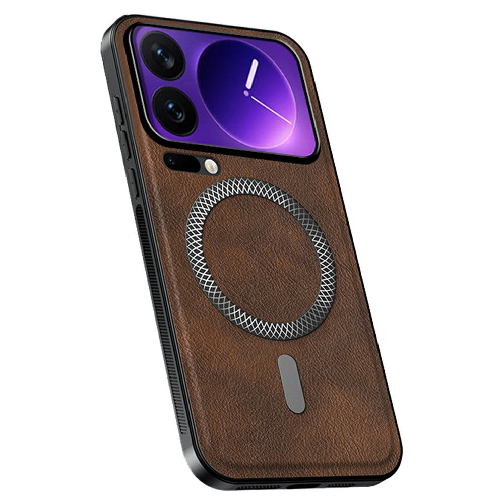 For Xiaomi 17 Pro Magnetic Case PU TPU PC Phone Back Cover with Metal Lens Frame