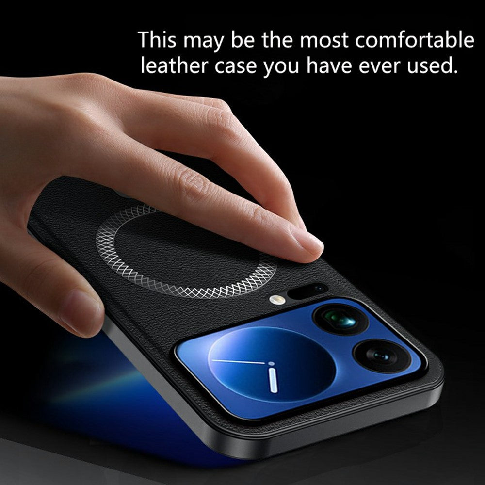 Xiaomi 17 Pro Max Magnetiskt Skal PU TPU PC mobil Baksida med Metalllinsram