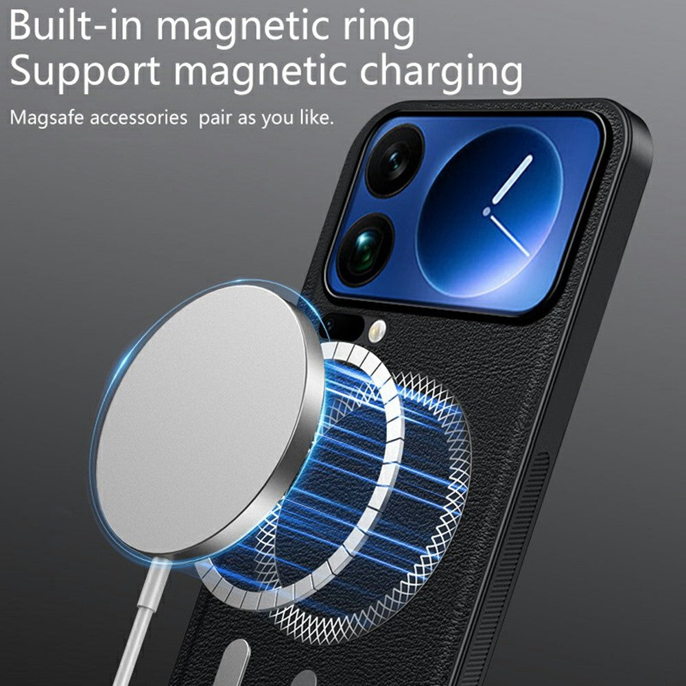 Xiaomi 17 Pro Max Magnetiskt Skal PU TPU PC mobil Baksida med Metalllinsram