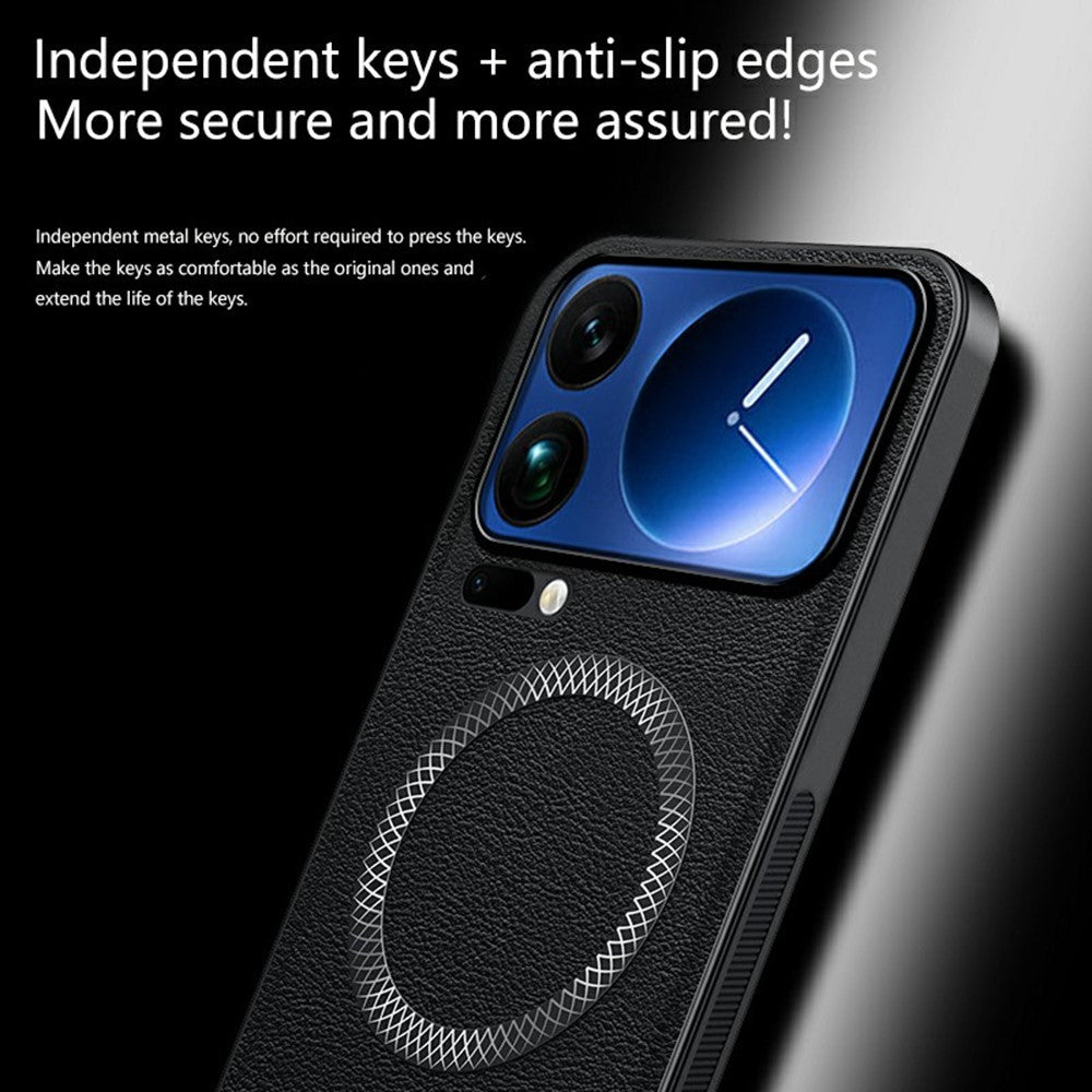 Xiaomi 17 Pro Max Magnetiskt Skal PU TPU PC mobil Baksida med Metalllinsram