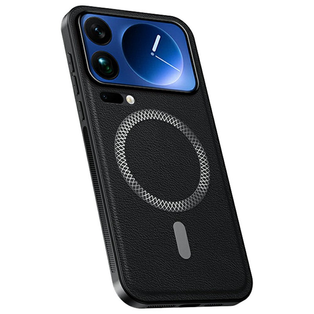 For Xiaomi 17 Pro Max Magnetic Case PU TPU PC Phone Back Cover with Metal Lens Frame