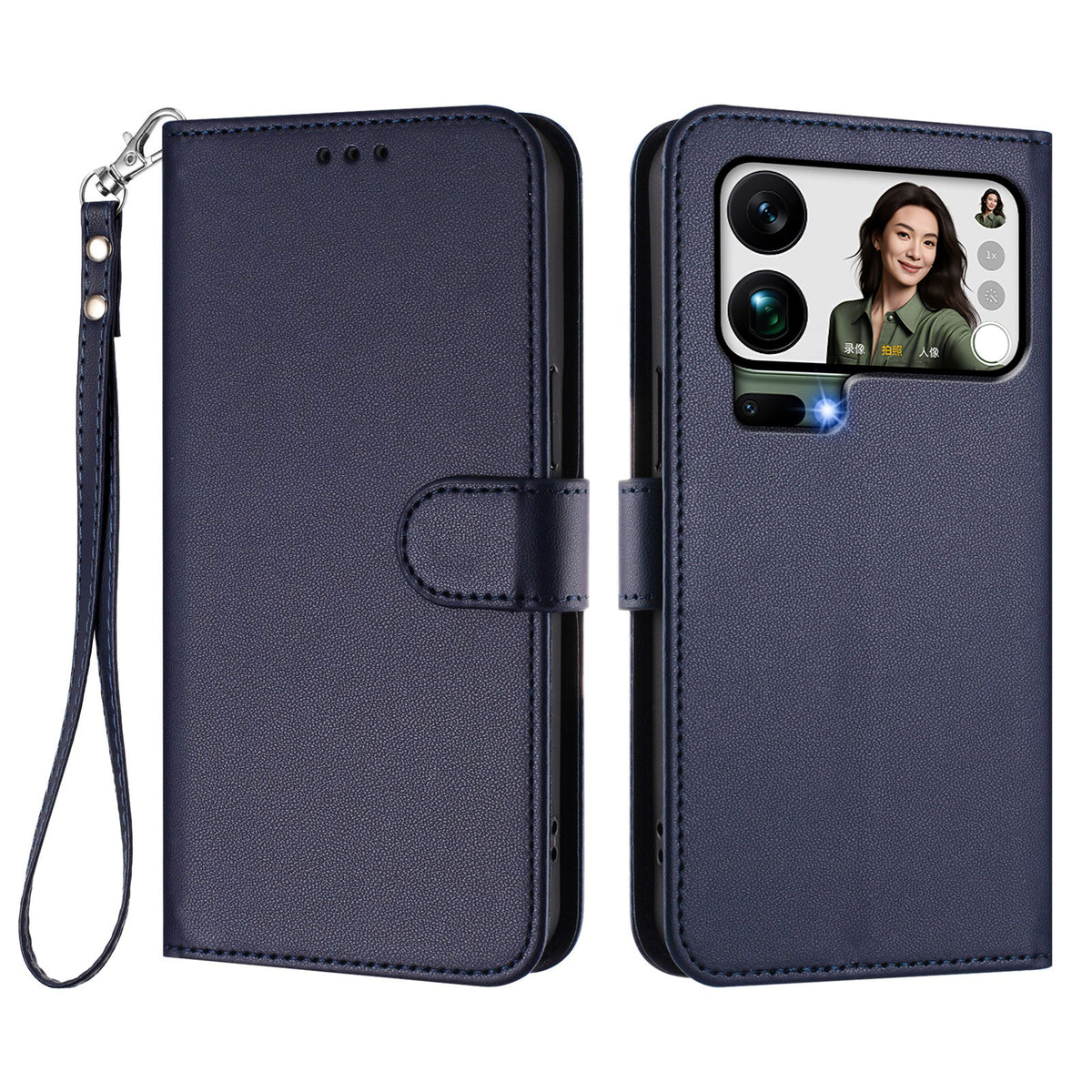 For Xiaomi 17 Pro Max Leather Case Wallet Stand Phone Cover with Wrist Strap