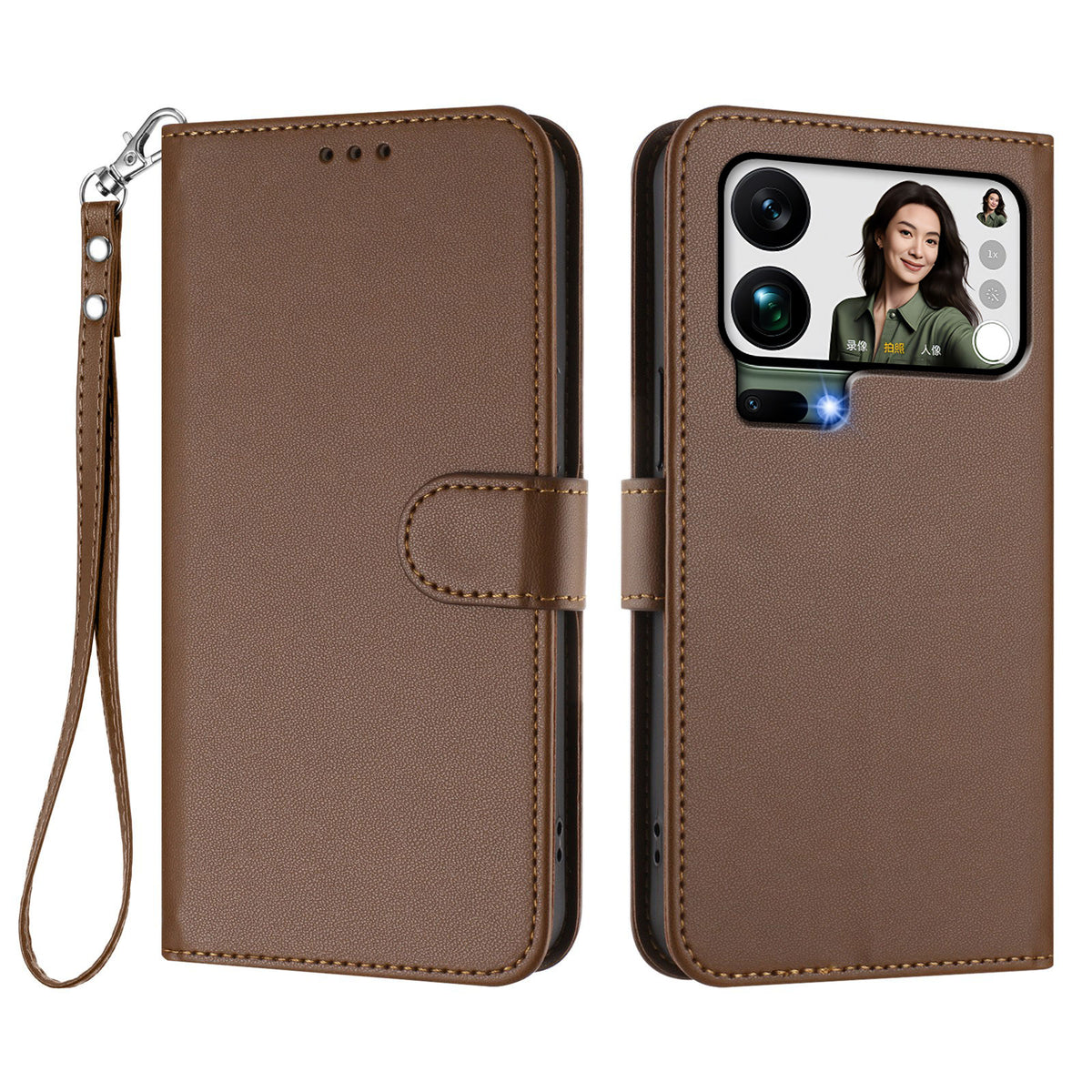 For Xiaomi 17 Pro Max Leather Case Wallet Stand Phone Cover with Wrist Strap
