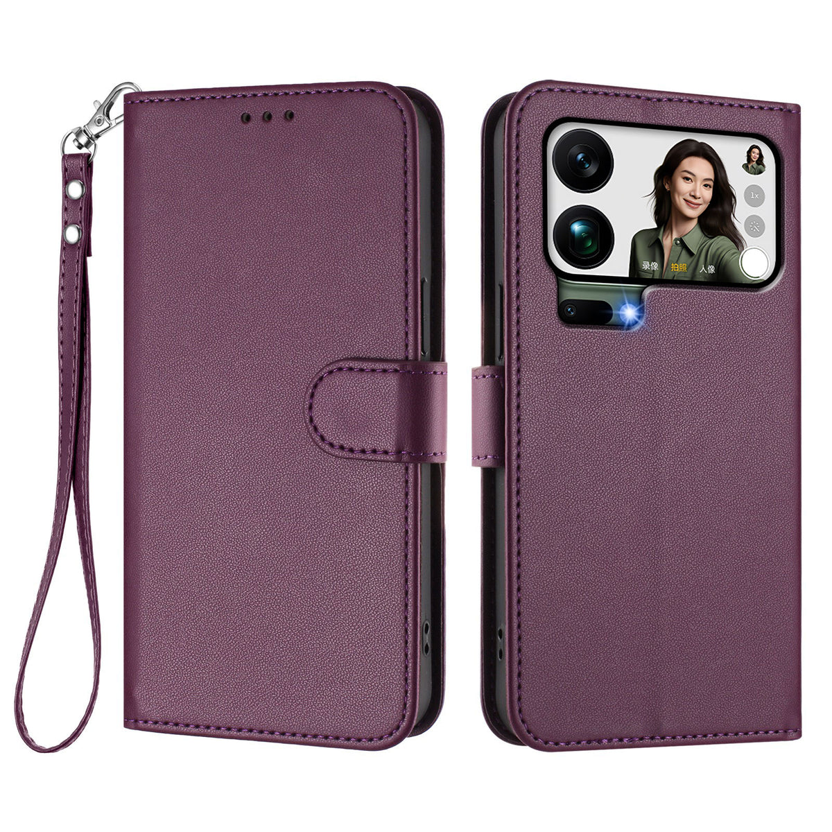 For Xiaomi 17 Pro Max Leather Case Wallet Stand Phone Cover with Wrist Strap