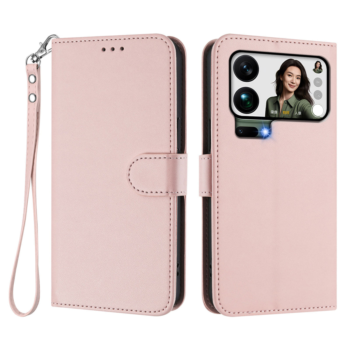 For Xiaomi 17 Pro Max Leather Case Wallet Stand Phone Cover with Wrist Strap