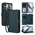 For Xiaomi 17 Pro Max Leather Case Butterfly Floral Imprint Zipper Wallet Stand Cover with Wrist Strap