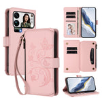 For Xiaomi 17 Pro Max Leather Case Butterfly Floral Imprint Zipper Wallet Stand Cover with Wrist Strap