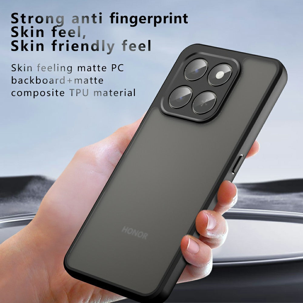 Matte Case for Honor 400 Smart 5G / 4G / X7d 4G Skin-Touch TPU + PC Phone Shell, Transparent Black