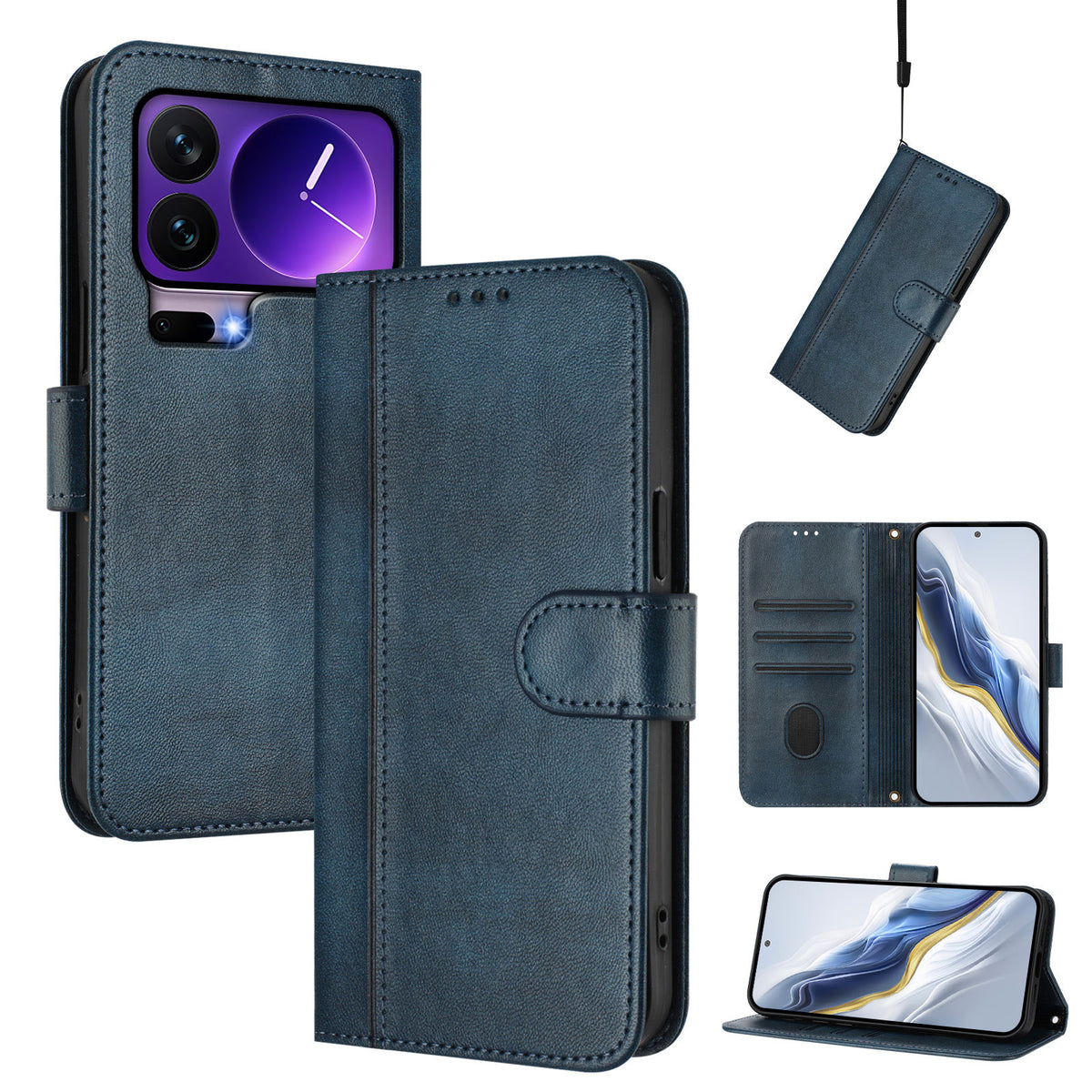 For Xiaomi 17 Pro Cases Wallet Stand Retro Texture Leather Phone Cover with Lanyard
