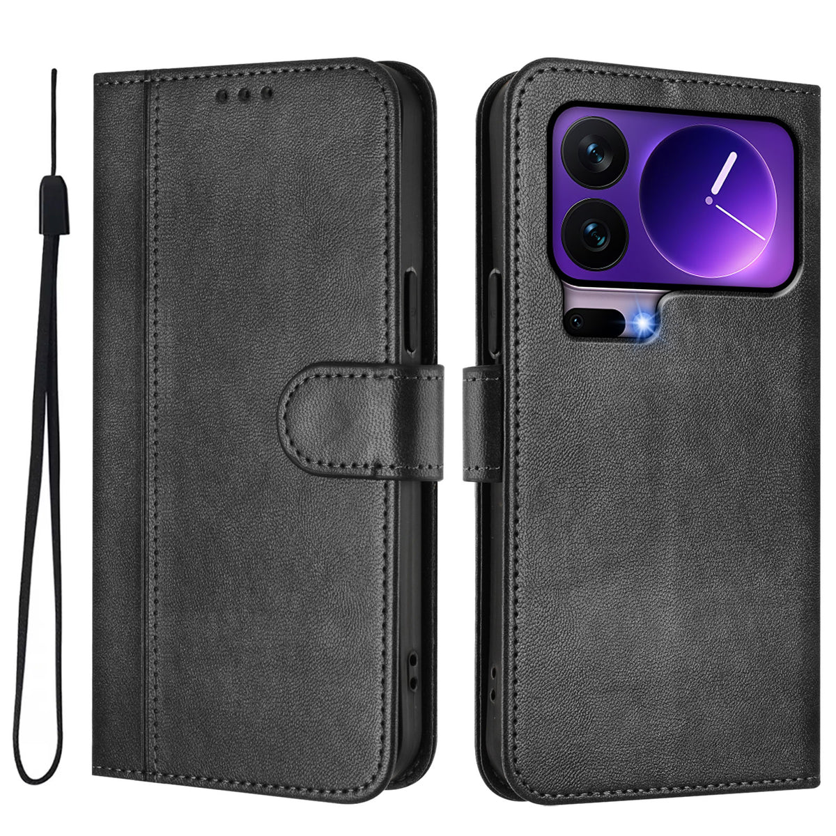 For Xiaomi 17 Pro Cases Wallet Stand Retro Texture Leather Phone Cover with Lanyard