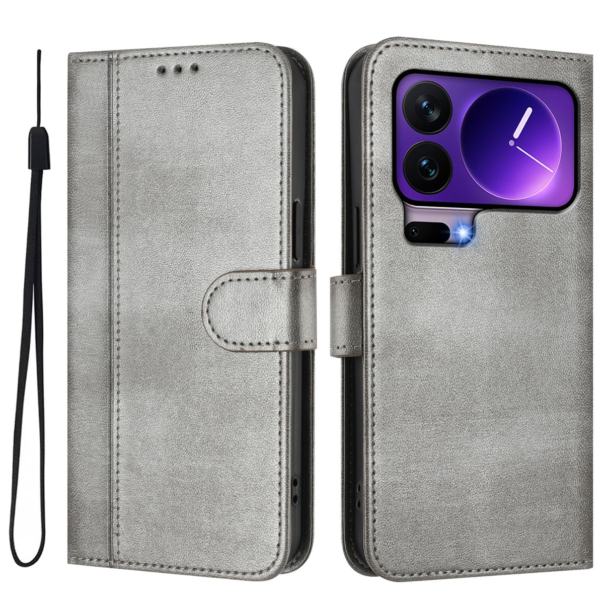 For Xiaomi 17 Pro Cases Wallet Stand Retro Texture Leather Phone Cover with Lanyard
