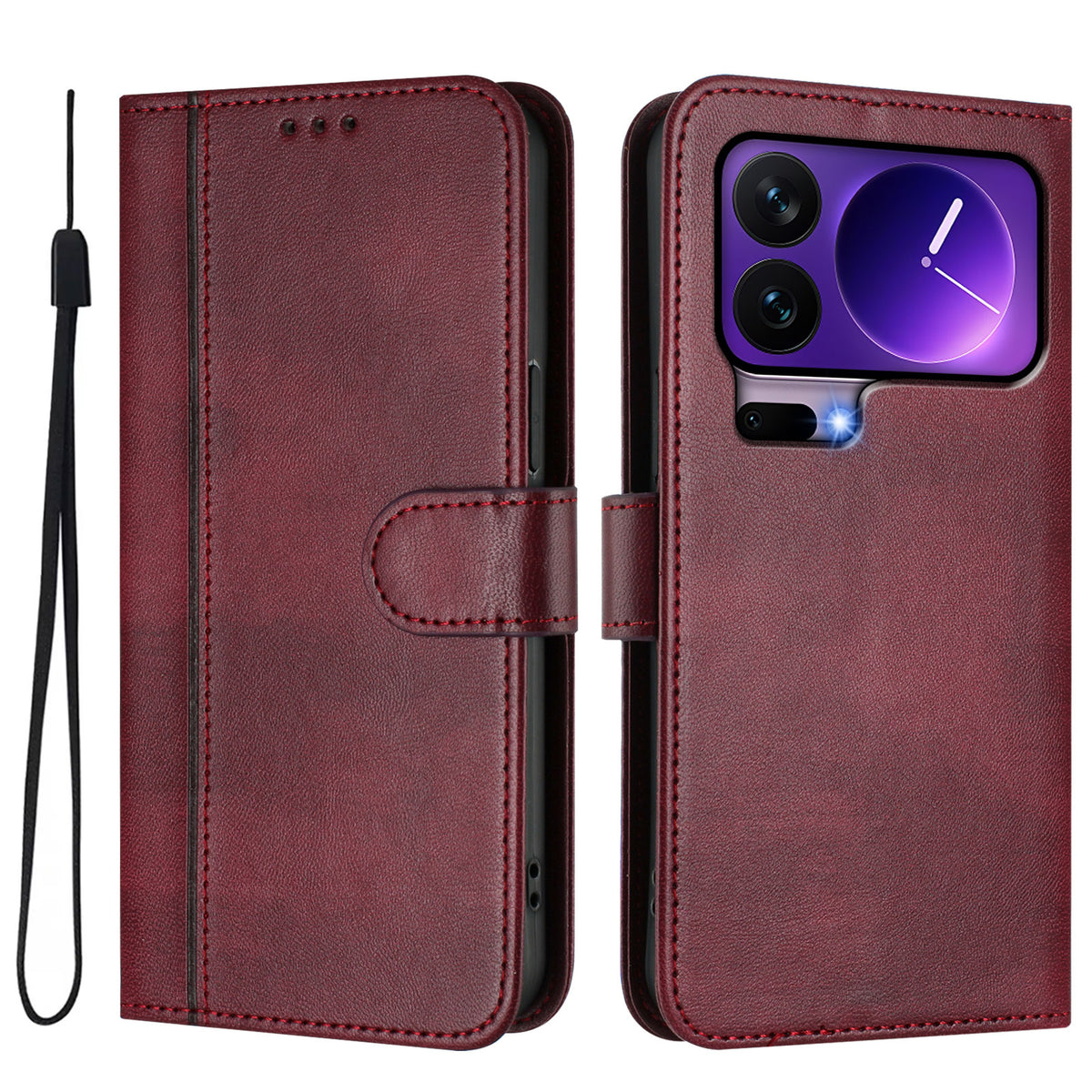 For Xiaomi 17 Pro Cases Wallet Stand Retro Texture Leather Phone Cover with Lanyard