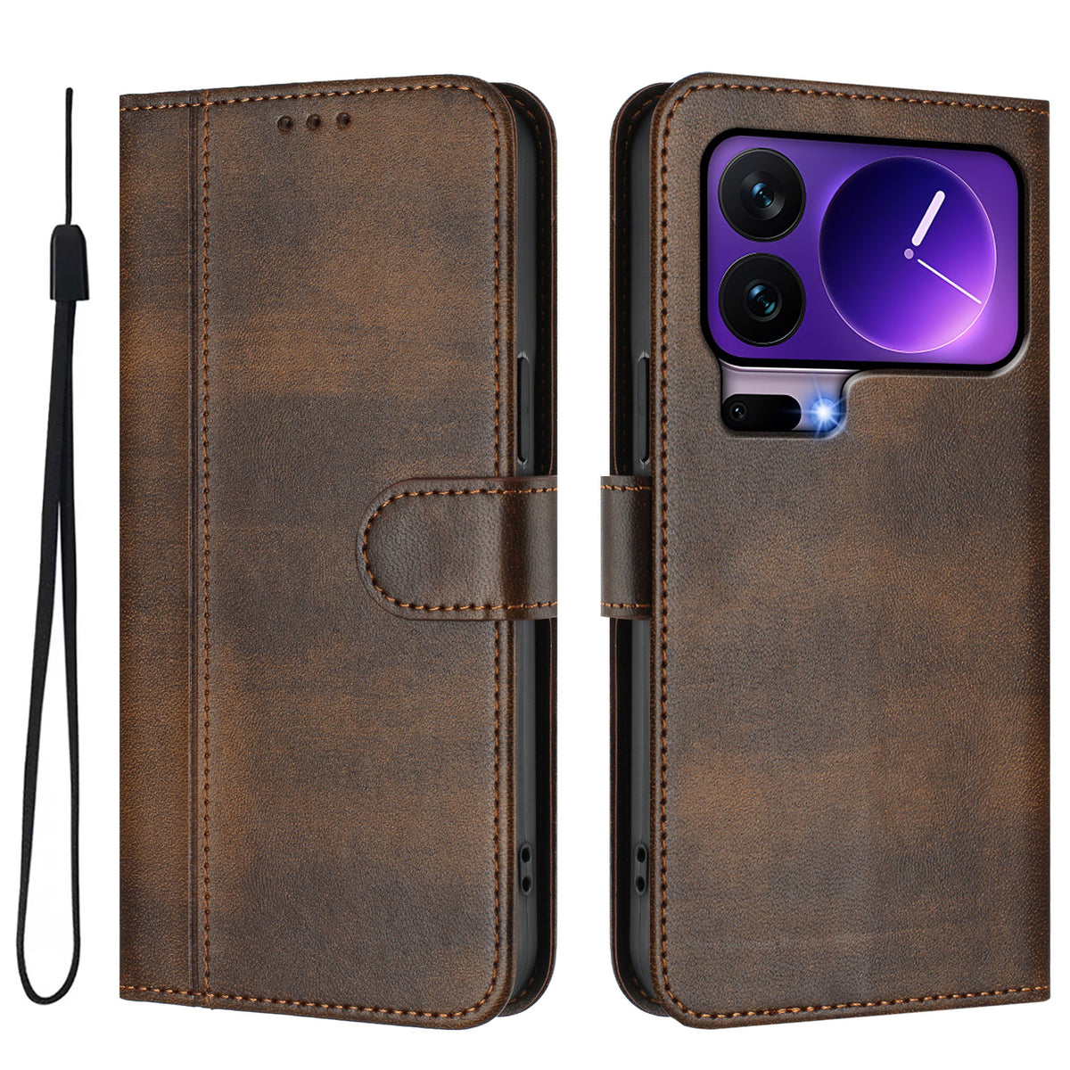 For Xiaomi 17 Pro Cases Wallet Stand Retro Texture Leather Phone Cover with Lanyard