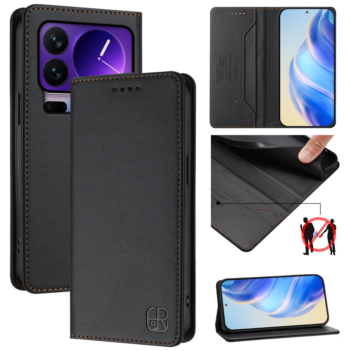 Läderfodral för Xiaomi 17 Pro RINACASIS RC01 mobilfodral med RFID-blockerande plånboksställ