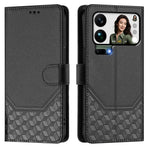 Xiaomi 17 Pro Max-skal med tryckt honungskakamönster, RFID-blockerande läderfodral med rem