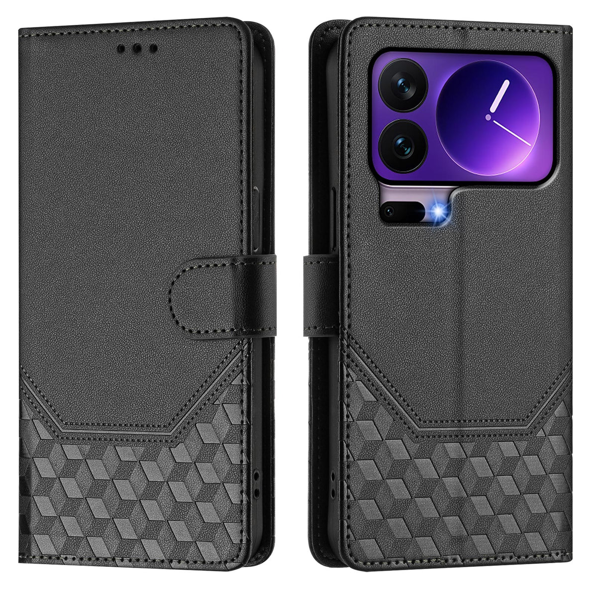 For Xiaomi 17 Pro Case Imprinted Honeycomb RFID Blocking Leather Phone Cover with Strap