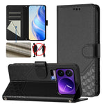 For Xiaomi 17 Pro Case Imprinted Honeycomb RFID Blocking Leather Phone Cover with Strap