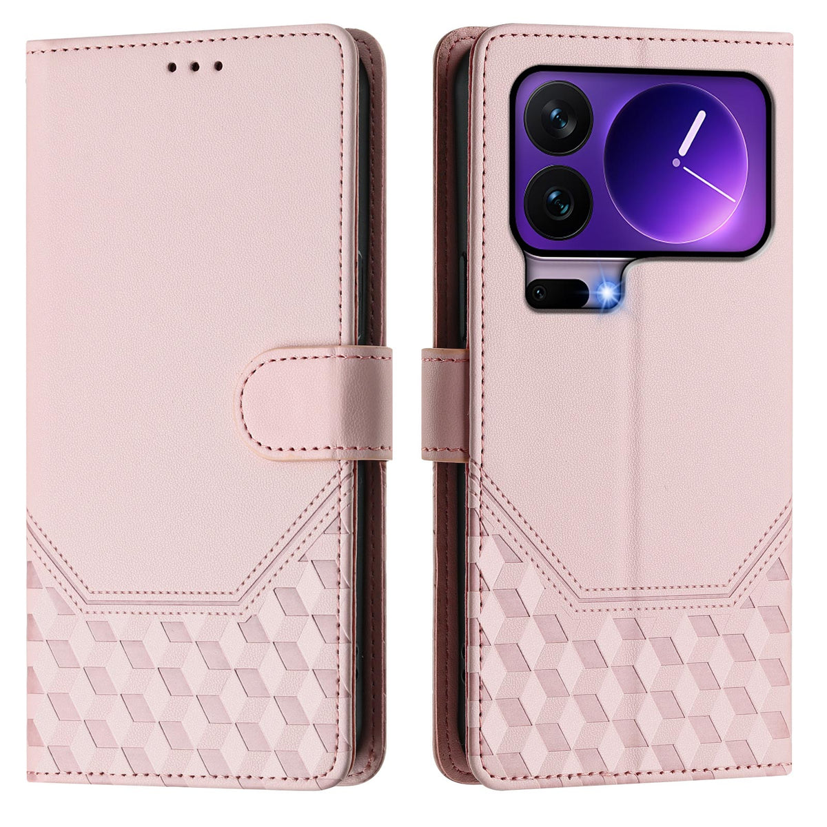 For Xiaomi 17 Pro Case Imprinted Honeycomb RFID Blocking Leather Phone Cover with Strap
