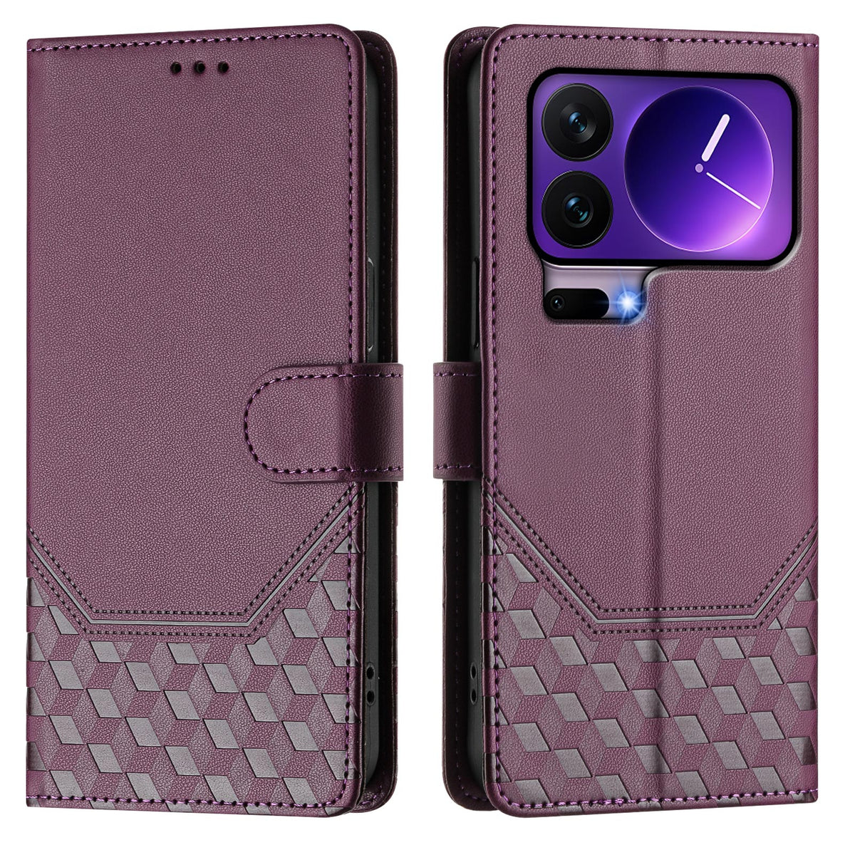 For Xiaomi 17 Pro Case Imprinted Honeycomb RFID Blocking Leather Phone Cover with Strap